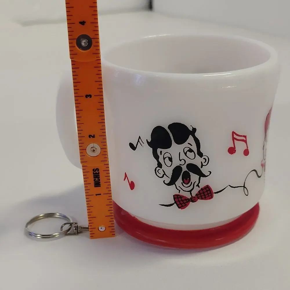 Hazel Atlas Dad Mug Shaving Mug Milk Glass Barbershop Quartet White Red 3.5
